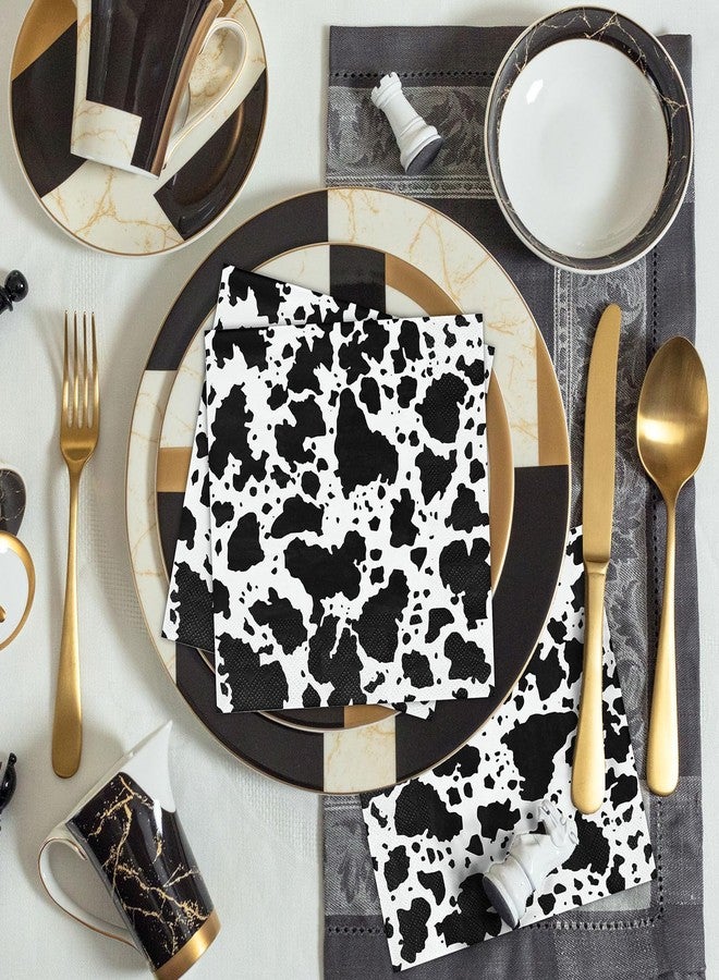 Whaline 80Pcs Cow Print Napkins Disposable Cow Spot Paper Luncheon Napkins Rustic Farm Animal Party Napkin for Home Kitchen Banquet Baby Shower Birthday Party Supplies, 6.5 x 6.5 Inch - Image 5